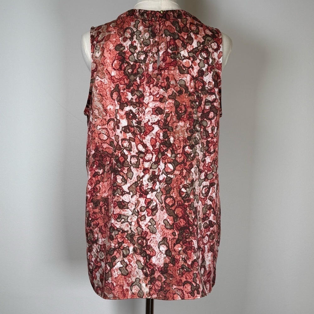 Anne Klein Sleeveless Pink And Brown Abstract Print Blouse Women’s Size Large - Picture 5 of 8